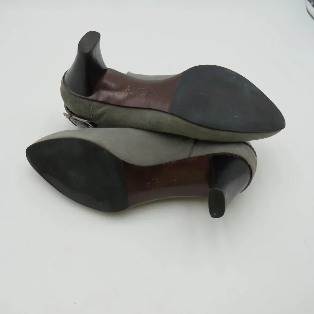 Cole Haan Womens Ankle Boots Size 9 Gray Suede Buckle Zip Kitten‎ Heel